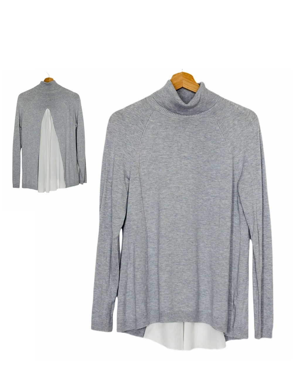 White House Black Market Slit Back Turtle Neck Long Sleeve Knit Sweater Medium